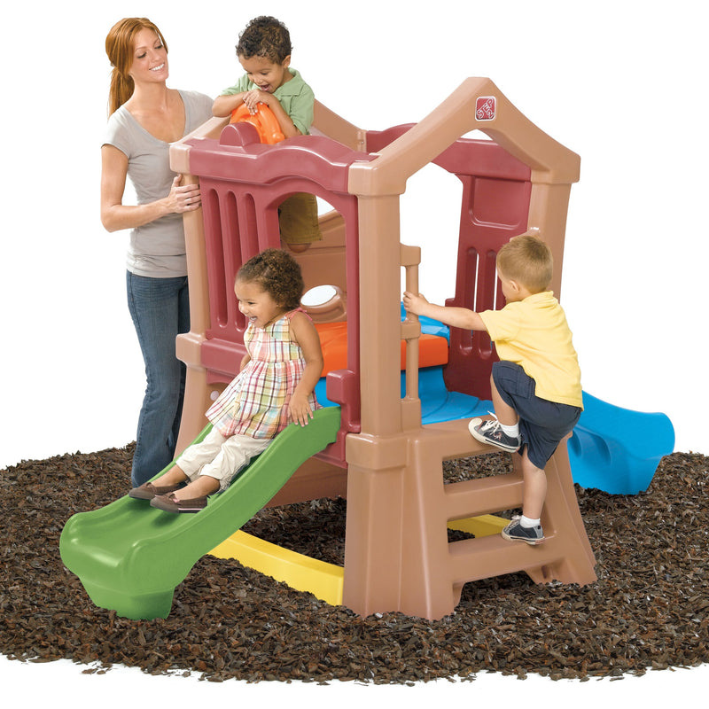 Play Up Double Slide Climber™ with kids playing<br />