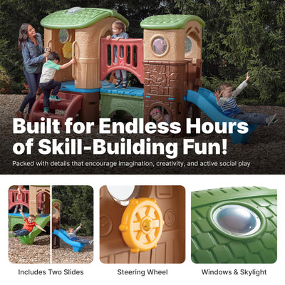 Clubhouse Climber includes 2 slides a steering wheel and windows and skylight