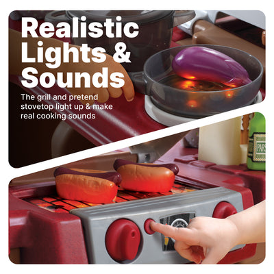 Grand Walk-In Play Kitchen and Grill with cooking sounds