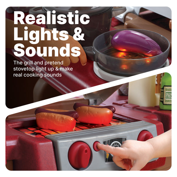 Grand Walk-In Play Kitchen and Grill with cooking sounds