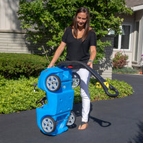 Whisper Ride II™ - Blue handle folds down for storage