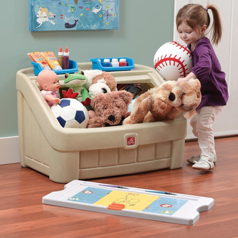 2 in 1 Toy Box and Art Lid Tan with removeable lid