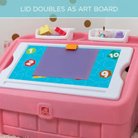 2 In Toy Box and Art Lid Pink lid doubles as art board