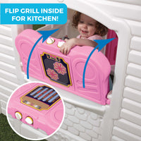 Sweetheart Playhouse grill flips for use inside or out