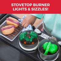 Grand Walk-In Kitchen™ stovetop burner lights & sizzles