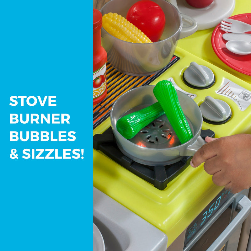 Contemporary Chef Play Kitchen  stove bubbles and sizzles