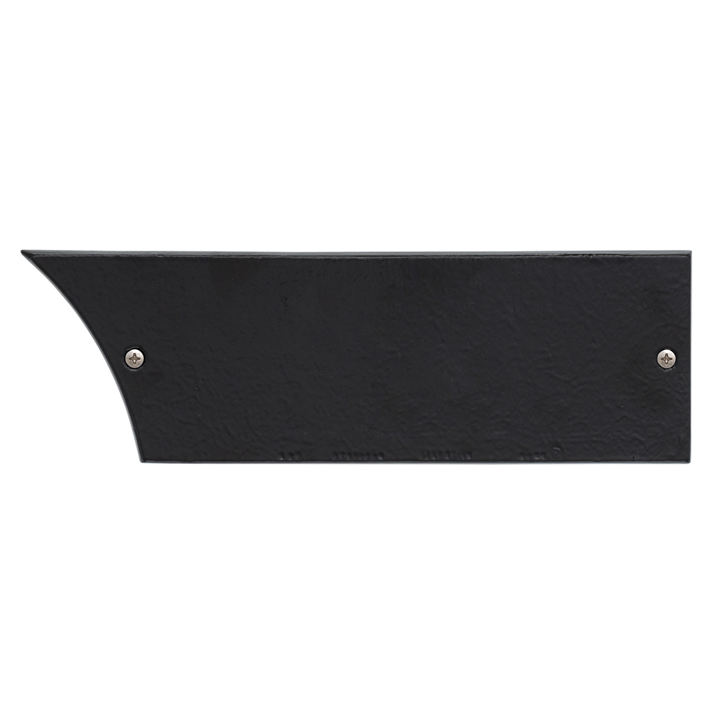 Atherton Plaque in Black/Silver — solid black textured field with two silver mounting screws; no border frame; white background