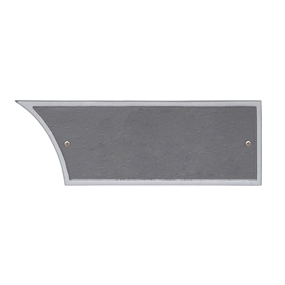 Atherton Grand Plaque One-Line in Pewter/Silver — gray granite-texture field with silver border frame and two silver mounting screws; white background
