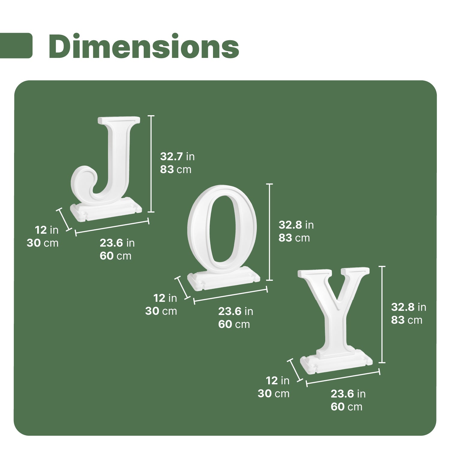 Large Outdoor 3-Piece Christmas JOY Letters Decoration - White