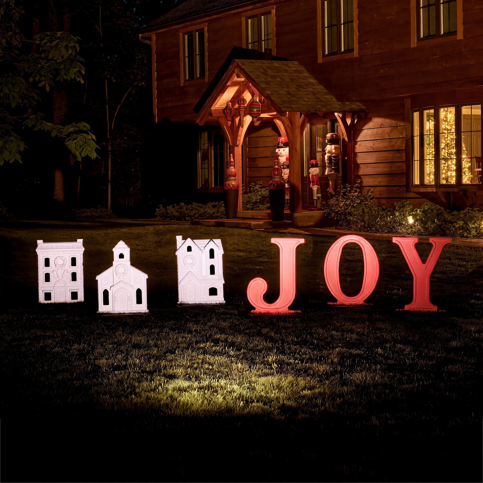 Paintable Large Outdoor 3-Piece Christmas JOY Letters Decoration - Red