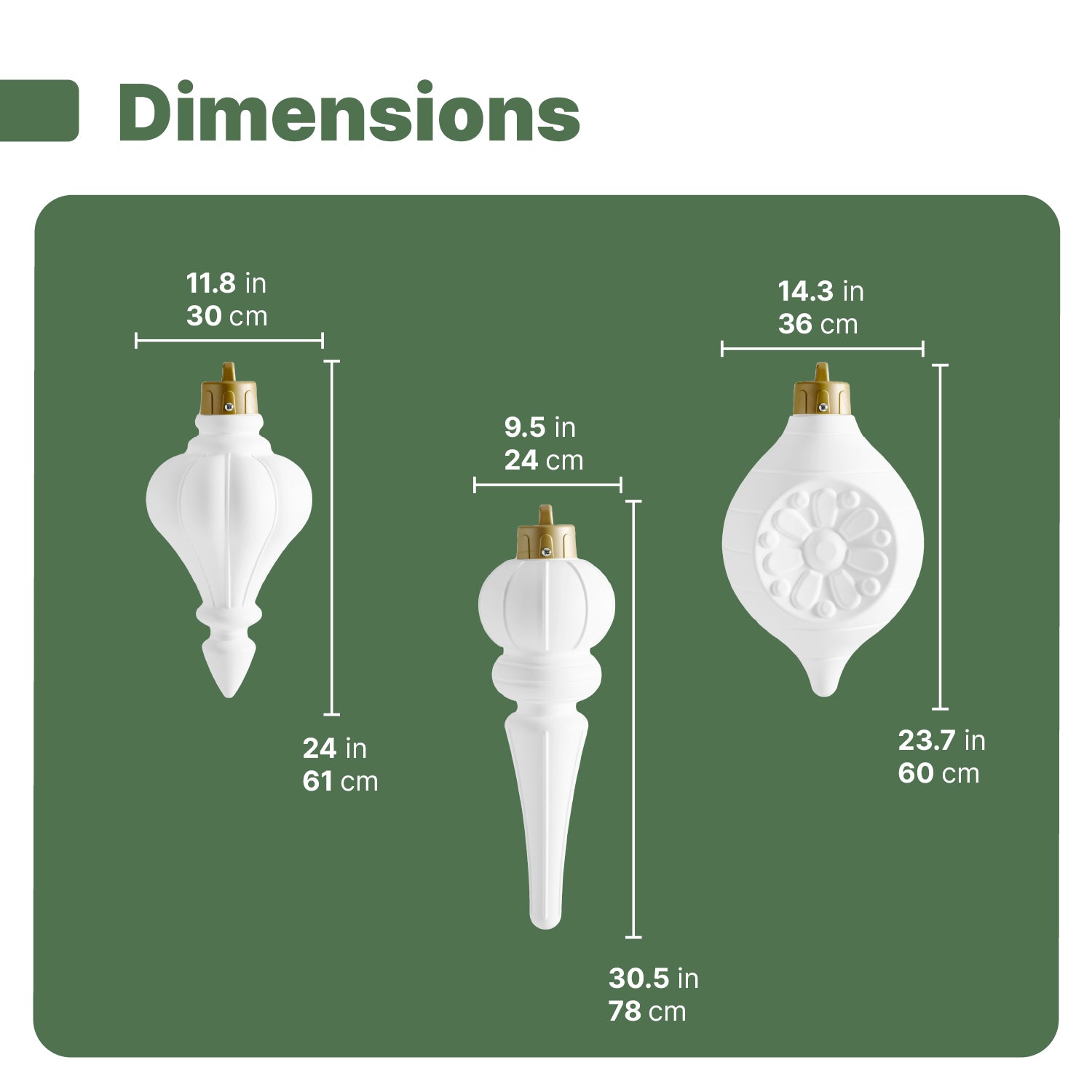Paintable Large 3-Pack Outdoor Christmas Ornaments