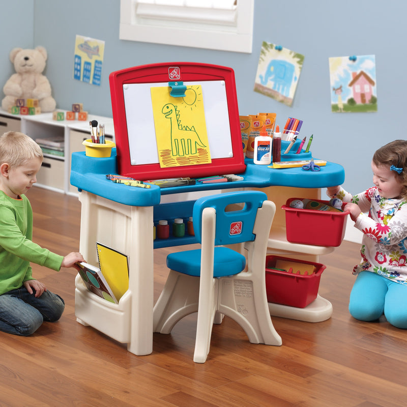 Studio Art Desk accommodates multiple children<br />